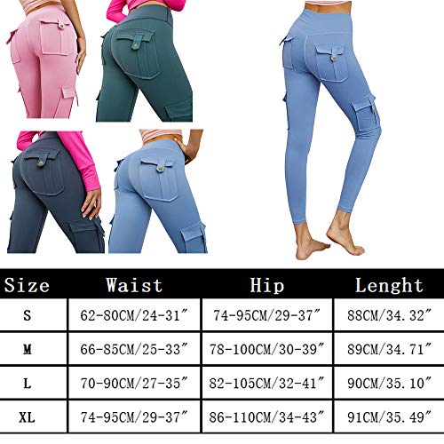 Nuofengkudu Mujer Militar Talle Alto Deportivos Leggins Push up Elasticos Running Yoga Fitness Trekking Tactico Pantalones Ejército(V-Rosa，L)