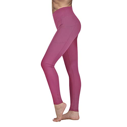 Occffy Leggings Mujer Fitness Cintura Alta Pantalones Deportivos Mallas para Running Training Estiramiento Yoga y Pilates P107 (Rosa Suave, XL)