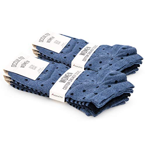Occulto 8 pares de Calcetines para Mujer | Calcetines para Zapatos de Verano para Mujer | Calcetines cortos de Algodón para Mujer 39-42 Azul