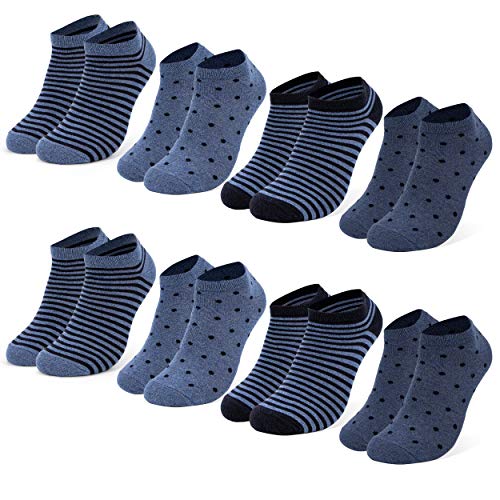 Occulto 8 pares de Calcetines para Mujer | Calcetines para Zapatos de Verano para Mujer | Calcetines cortos de Algodón para Mujer 39-42 Azul