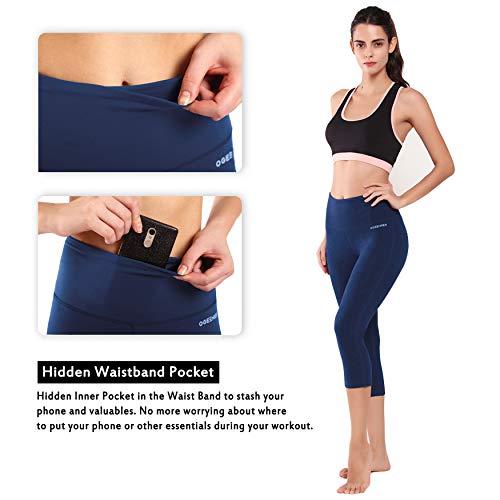 Ogeenier 3/4 Mallas Deportivas Mujer Pantalón Deportivo de Mujer Malla Deportivas Leggings para Yoga Fitness Gimnasio Running Estiramiento Pilates