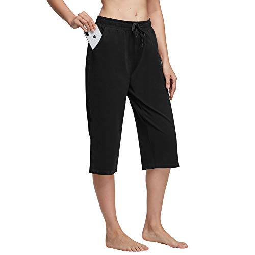 Ogeenier 3/4 Pantalon Chandal Mujer Algodon Pantalones Deporte Jogger Running Yoga Fitness con Bolsillos