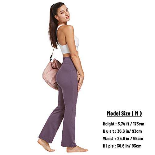 Ogeenier Pantalones de Yoga para Mujer con Bolsillos Cintura Alta Acampanados Pantalones de Entrenamiento