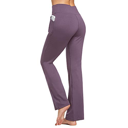 Ogeenier Pantalones de Yoga para Mujer con Bolsillos Cintura Alta Acampanados Pantalones de Entrenamiento
