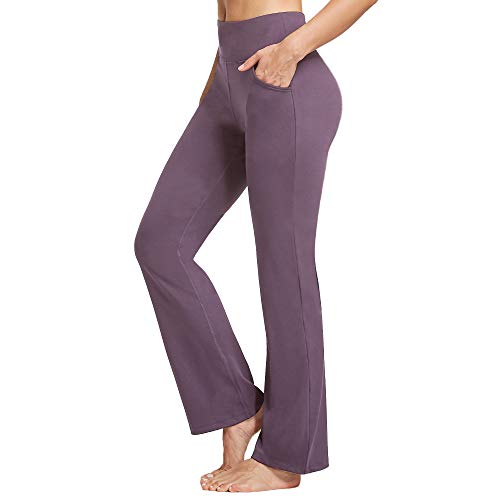 Ogeenier Pantalones de Yoga para Mujer con Bolsillos Cintura Alta Acampanados Pantalones de Entrenamiento