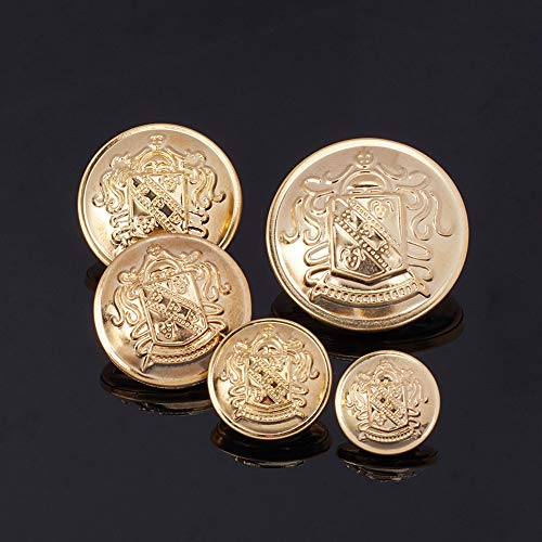 OLYCRAFT 50 Uds Conjunto de Botones de Chaqueta de Metal Emblema Crest Botones de Vástago Vintage 15mm 18mm 23mm 25mm 30mm para Chaqueta, Trajes, Abrigo, Uniforme Y Chaqueta - Dorado