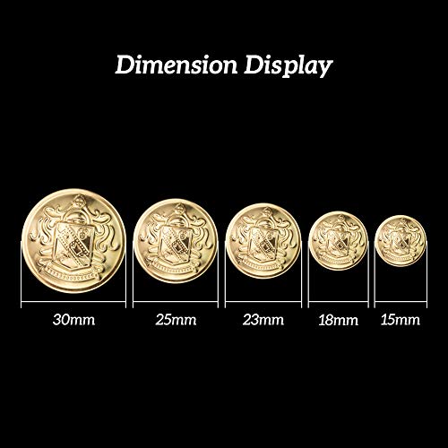 OLYCRAFT 50 Uds Conjunto de Botones de Chaqueta de Metal Emblema Crest Botones de Vástago Vintage 15mm 18mm 23mm 25mm 30mm para Chaqueta, Trajes, Abrigo, Uniforme Y Chaqueta - Dorado