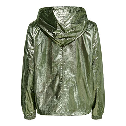 Only Alicia - Chaqueta para mujer, verde metalizado, con capucha, 15191836 Verde XS