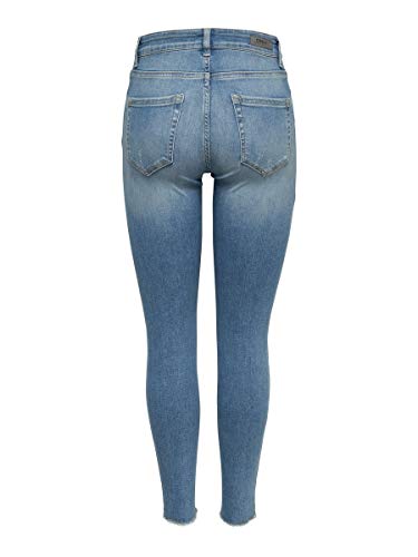 Only NOS ONLBLUSH Life Mid SK AK Raw REA1467 Noos Vaqueros Skinny, Mezclilla De Color Azul Claro, S para Mujer