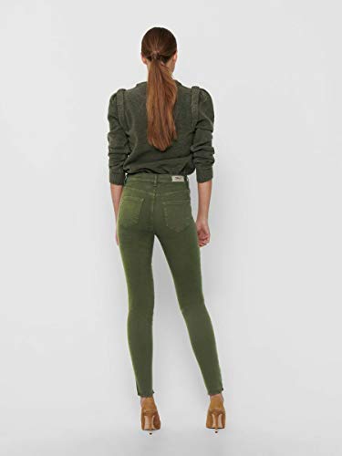 Only NOS Onlblush Mid SK ANK Raw Colour Jea Vaqueros, Verde Kalamata, 34W / 32L para Mujer