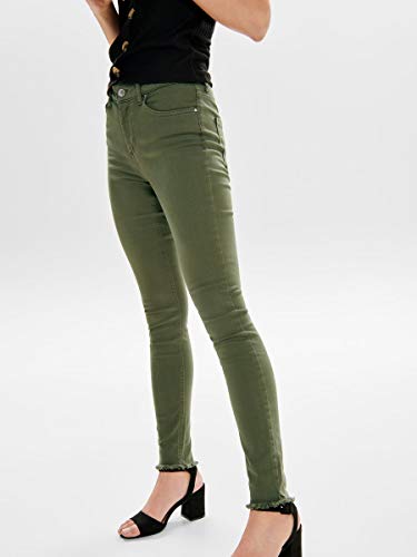 Only NOS Onlblush Mid SK ANK Raw Colour Jea Vaqueros, Verde Kalamata, 34W / 32L para Mujer