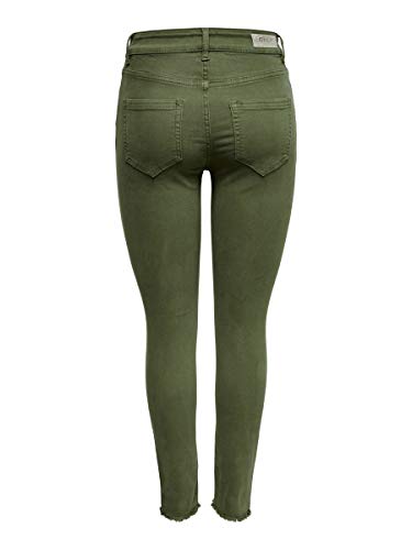 Only NOS Onlblush Mid SK ANK Raw Colour Jea Vaqueros, Verde Kalamata, 34W / 32L para Mujer