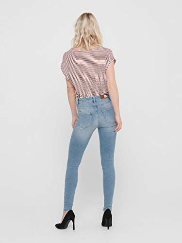 Only NOS onlBLUSH Mid SK ANK Raw JNS REA306 Noos Vaqueros Skinny, Mezclilla De Color Azul Claro, S para Mujer