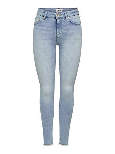 Only NOS onlBLUSH Mid SK ANK Raw JNS REA306 Noos Vaqueros Skinny, Mezclilla De Color Azul Claro, S para Mujer