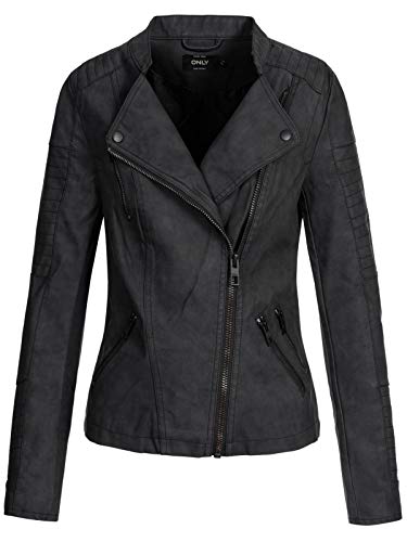 ONLY Onlava Pu Biker Otw Noos - Chaqueta para mujer, color negro, talla 34