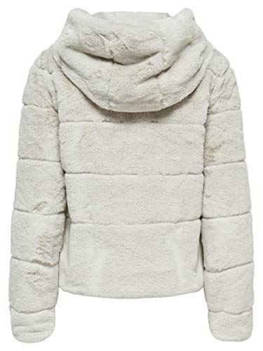 Only Onlchris Fur Hooded Jacket Otw Noos Chaqueta, Gris (Pumice Stone Pumice Stone), Medium para Mujer