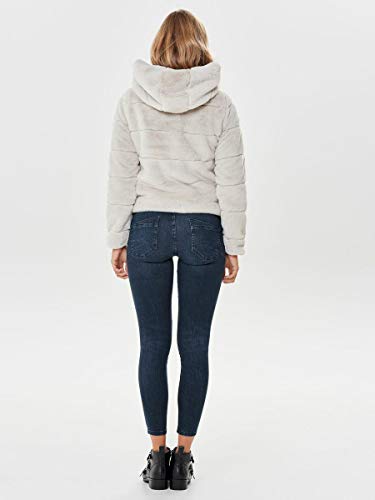 Only Onlchris Fur Hooded Jacket Otw Noos Chaqueta, Gris (Pumice Stone Pumice Stone), Medium para Mujer