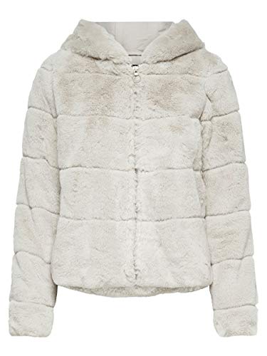 Only Onlchris Fur Hooded Jacket Otw Noos Chaqueta, Gris (Pumice Stone Pumice Stone), Medium para Mujer