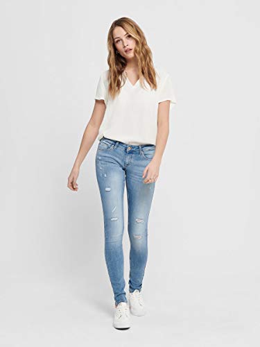 Only Onlcoral SL Skinny DEST BB Amom-45 Noos Jeans elásticos, Medium Blue Denim, 28/30 para Mujer