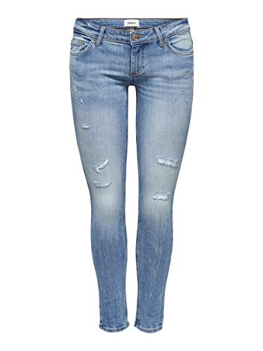 Only Onlcoral SL Skinny DEST BB Amom-45 Noos Jeans elásticos, Medium Blue Denim, 28/30 para Mujer