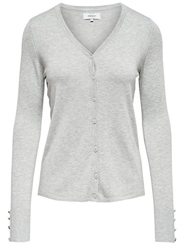 Only onlDINA L/S Cardigan KNT Noos Chaqueta Punto, Gris (Light Grey Melange), 36 (Talla del Fabricante: Small) para Mujer
