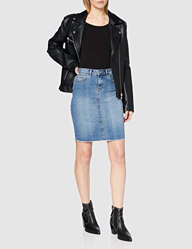 Only Onleliza Reg Rawedgeskirt 08 Noos Falda, Azul (Medium Blue Denim Medium Blue Denim), 40 para Mujer