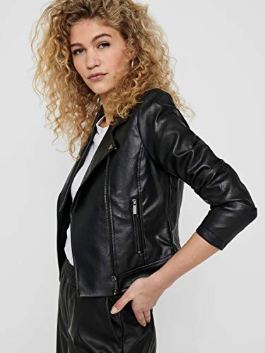 Only Onlenya Faux Leather Biker CC Otw Chaqueta, Negro (Black Black), 42 (Talla del fabricante: 40) para Mujer