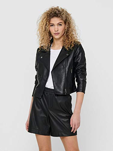 Only Onlenya Faux Leather Biker CC Otw Chaqueta, Negro (Black Black), 42 (Talla del fabricante: 40) para Mujer