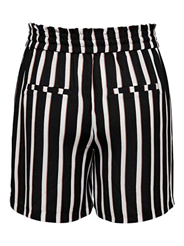 Only Onlpiper-ANN MW Stripe Shorts CC Pnt Pantalones Cortos Informales, Negro/Rayas, 34 para Mujer