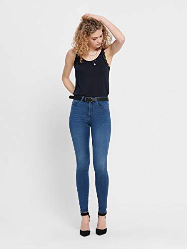 ONLY Onlroyal High Waist Skinny Jeans Vaqueros, Medium Blue Denim, 38W / 32L para Mujer