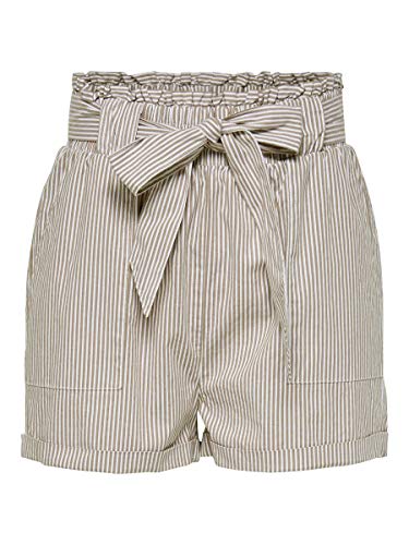 Only Onlsmilla Stripe Belt Dnm Shorts Noos Pantalones Cortos con Cinturón, Marrón (Toasted Coconut), XL para Mujer
