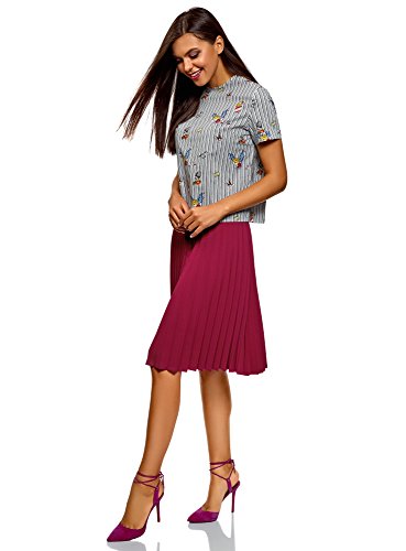 oodji Collection Mujer Falda Plisada hasta la Rodilla, Rosa, ES 42 / L