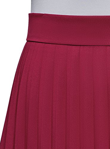 oodji Collection Mujer Falda Plisada hasta la Rodilla, Rosa, ES 42 / L
