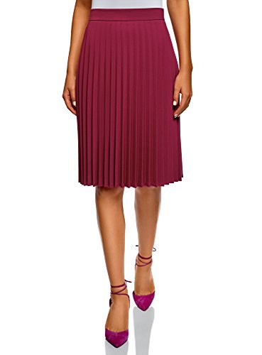 oodji Collection Mujer Falda Plisada hasta la Rodilla, Rosa, ES 42 / L