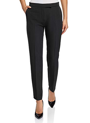 oodji Collection Mujer Pantalones Clásicos Ajustados, Negro, DE 38 / EU 40 / M