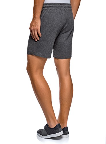 oodji Ultra Hombre Pantalones Cortos de Algodón con Cordones, Gris, XS