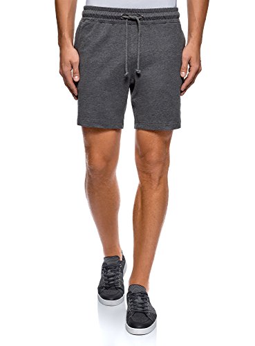 oodji Ultra Hombre Pantalones Cortos de Algodón con Cordones, Gris, XS