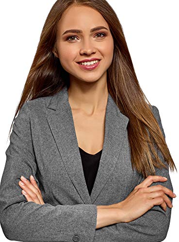 oodji Ultra Mujer Chaqueta Básica Ajustada, Gris, ES 34 / XXS