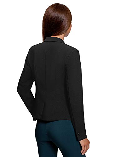 oodji Ultra Mujer Chaqueta Básica Ajustada, Negro, ES 40 / M