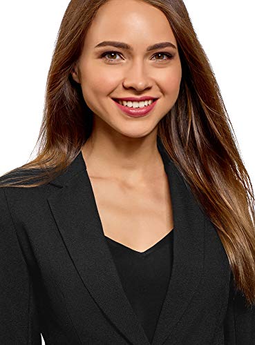 oodji Ultra Mujer Chaqueta Básica Ajustada, Negro, ES 42 / L