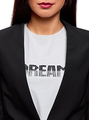 oodji Ultra Mujer Chaqueta Entallada de Manga 3/4, Negro, ES 42 / L