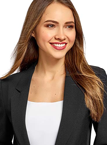 oodji Ultra Mujer Chaqueta Entallada sin Cierre, Negro, ES 42 / L