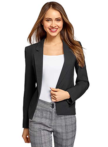 oodji Ultra Mujer Chaqueta Entallada sin Cierre, Negro, ES 42 / L