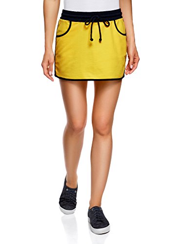 oodji Ultra Mujer Falda de Punto con Cintura Elástica, Amarillo, ES 36 / XS