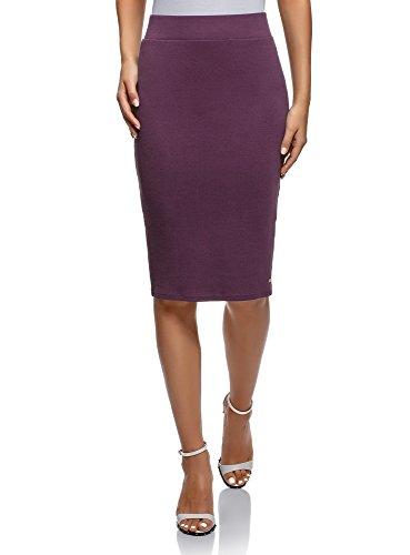 oodji Ultra Mujer Falda Midi de Punto, Morado, ES 34 / XXS