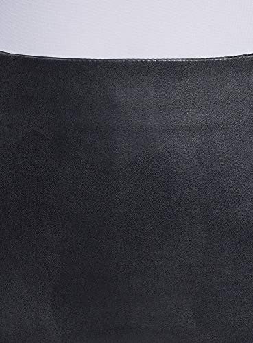 oodji Ultra Mujer Falda Recta de Piel Sintética, Azul, ES 36 / XS