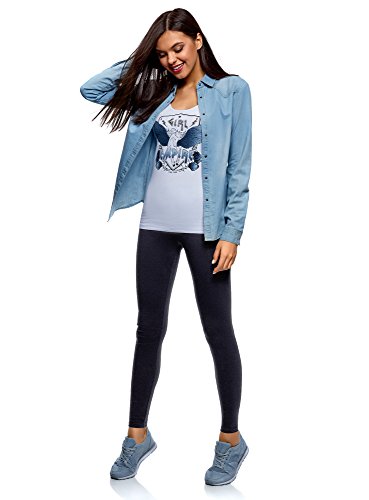 oodji Ultra Mujer Mallas Básicas de Punto, Azul, 34