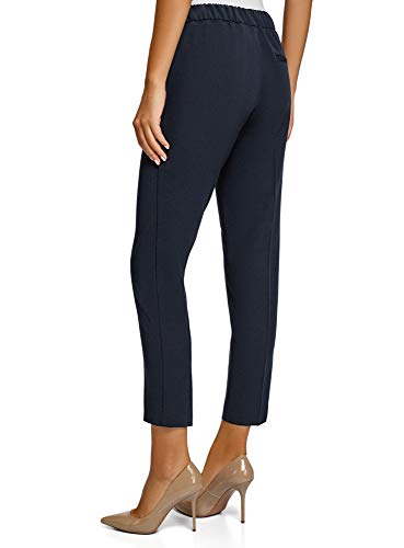 oodji Ultra Mujer Pantalones Ajustados con Cintura Elástica, Azul, DE 42 / EU 44 / XL