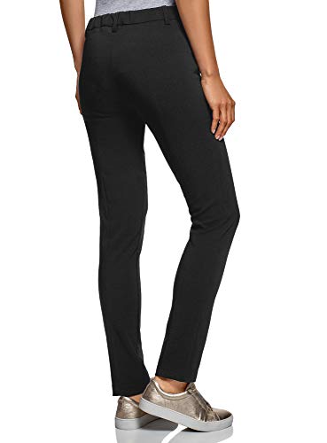 oodji Ultra Mujer Pantalones Ajustados con Cintura Elástica, Negro, DE 38 / EU 40 / M
