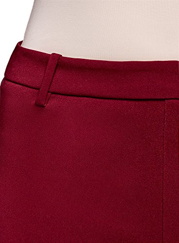 oodji Ultra Mujer Pantalones Ajustados con Cremallera en el Lateral, Rojo, ES 42 / L